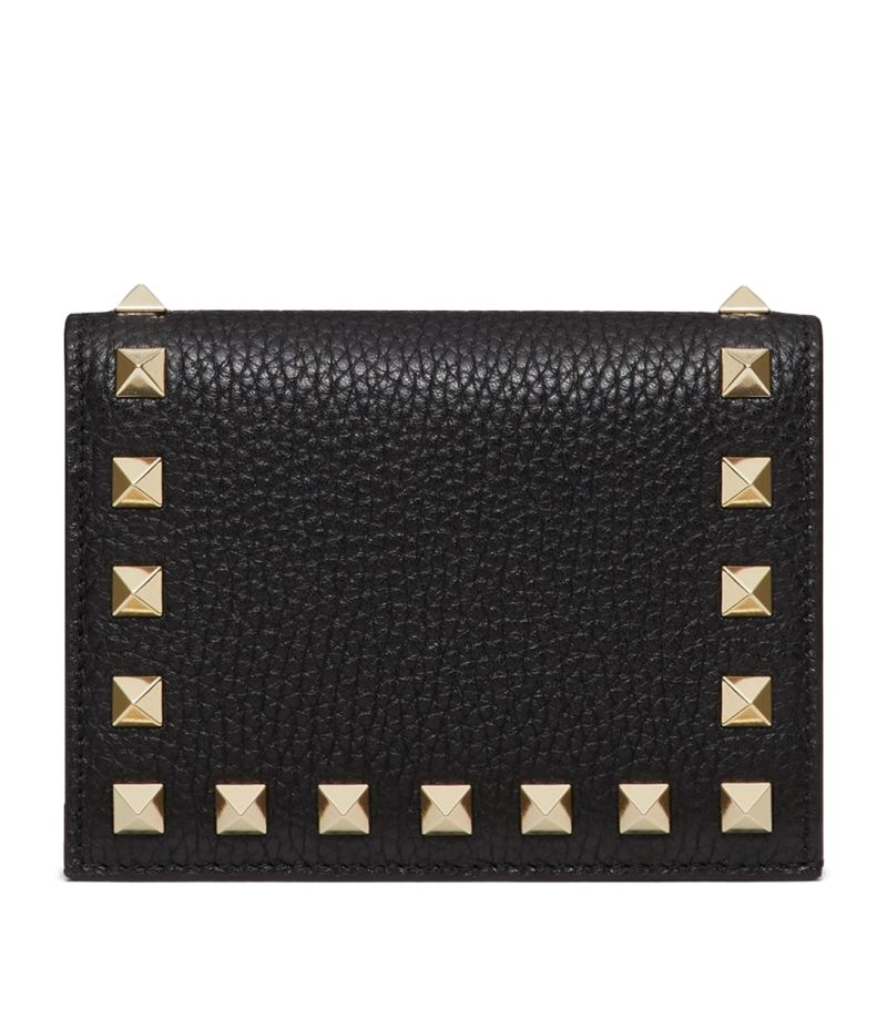 VALENTINO GARAVANI Valentino Garavani Leather Rockstud French Flap Card Holder