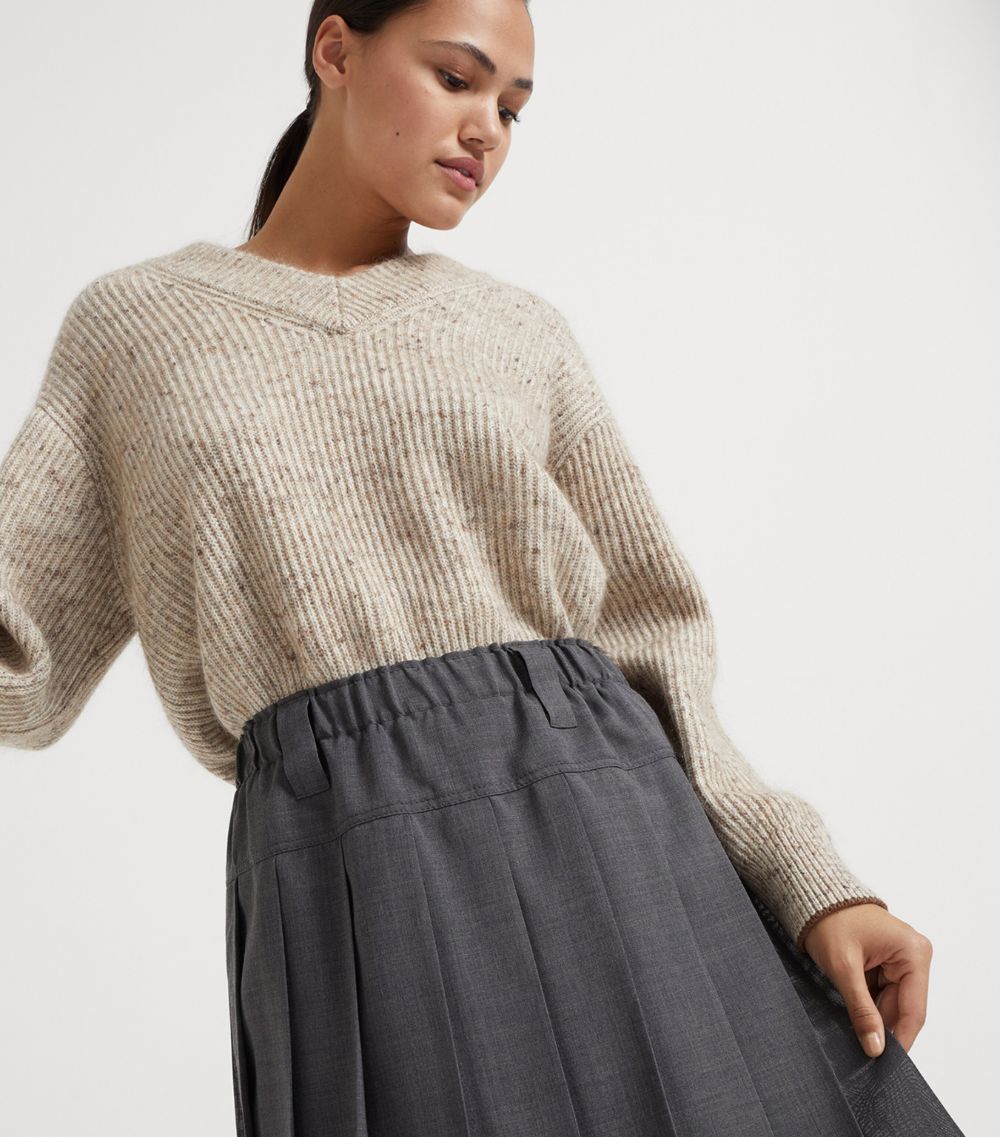 Brunello Cucinelli Brunello Cucinelli Wool-Blend Pleated Mini Skirt