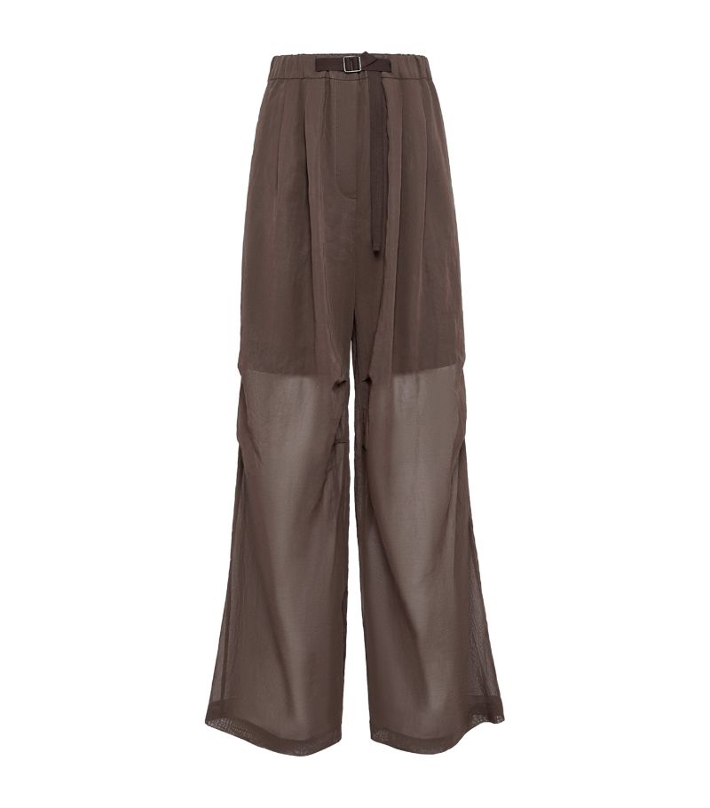 Brunello Cucinelli Brunello Cucinelli Cotton Wide-Leg Belted Trousers