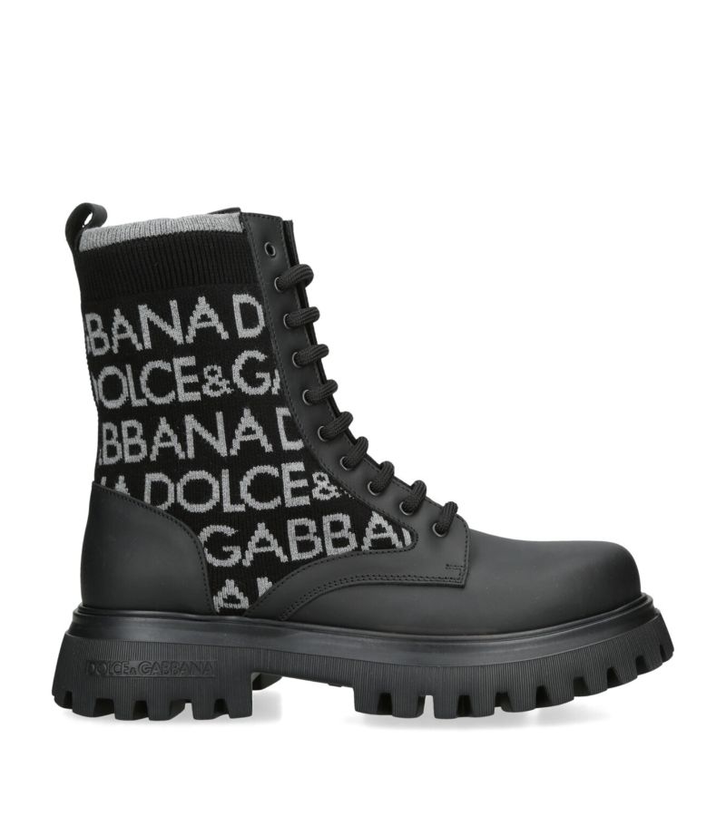 Dolce & Gabbana Dolce & Gabbana Kids Calfskin Logo Boots