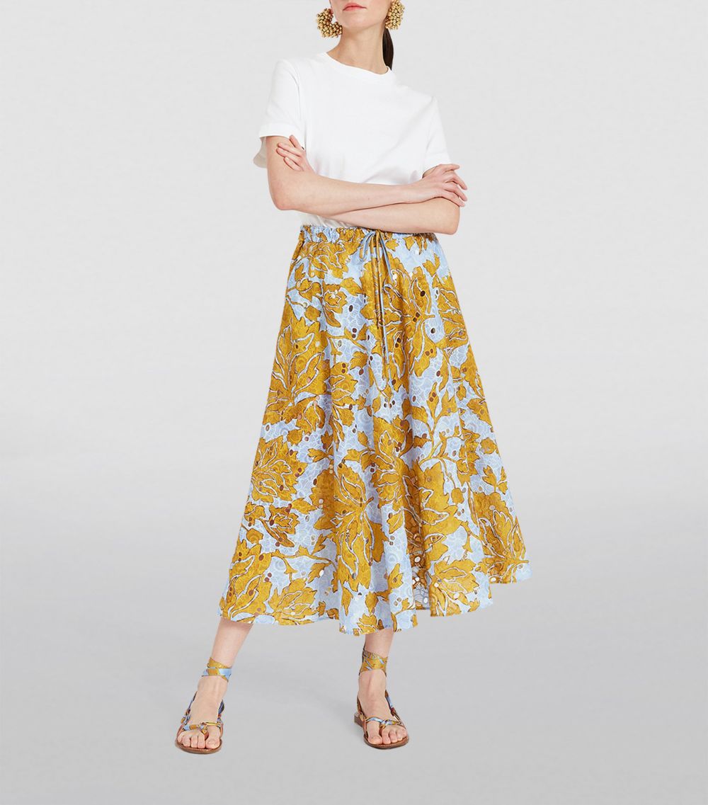 La Doublej La Doublej Cotton Floral Midi Skirt