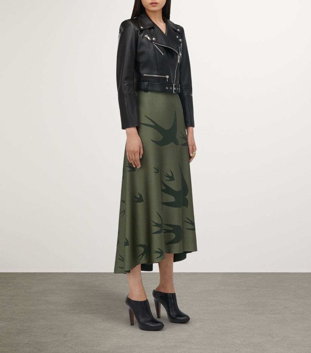 Alexander McQueen Alexander Mcqueen Sateen Swallows Midi Skirt