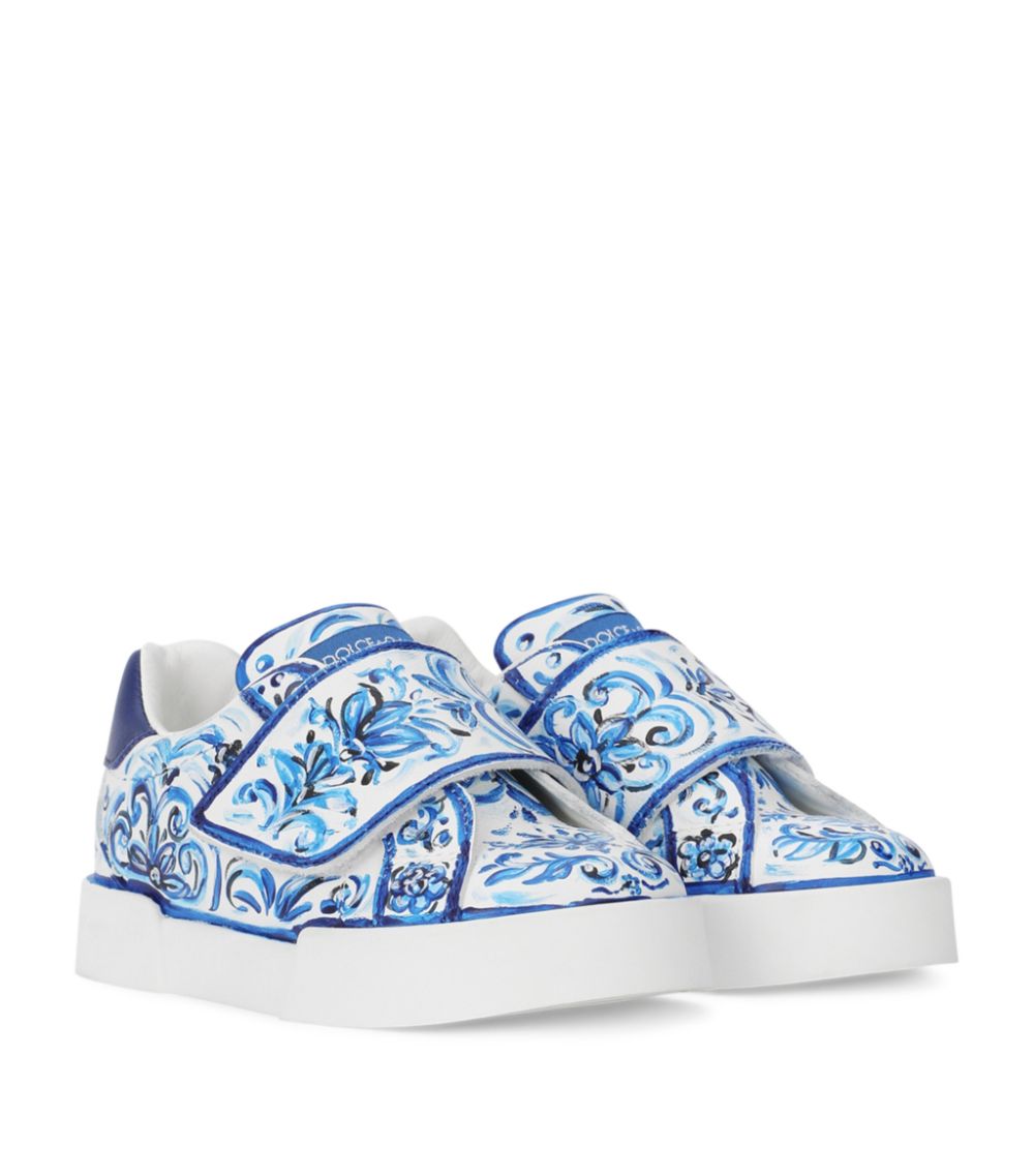 Dolce & Gabbana Dolce & Gabbana Kids Leather Tile Print Sneakers