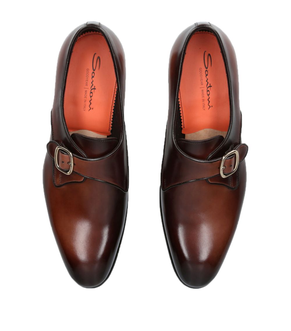 Santoni Santoni Leather Carter Single Monk Shoes