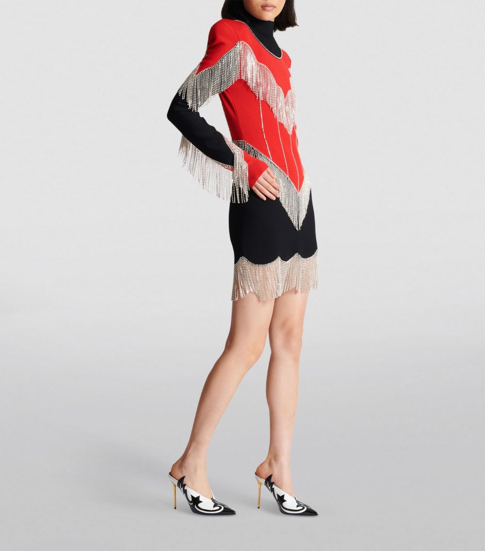 Balmain Balmain Crystal-Fringe Mini Dress