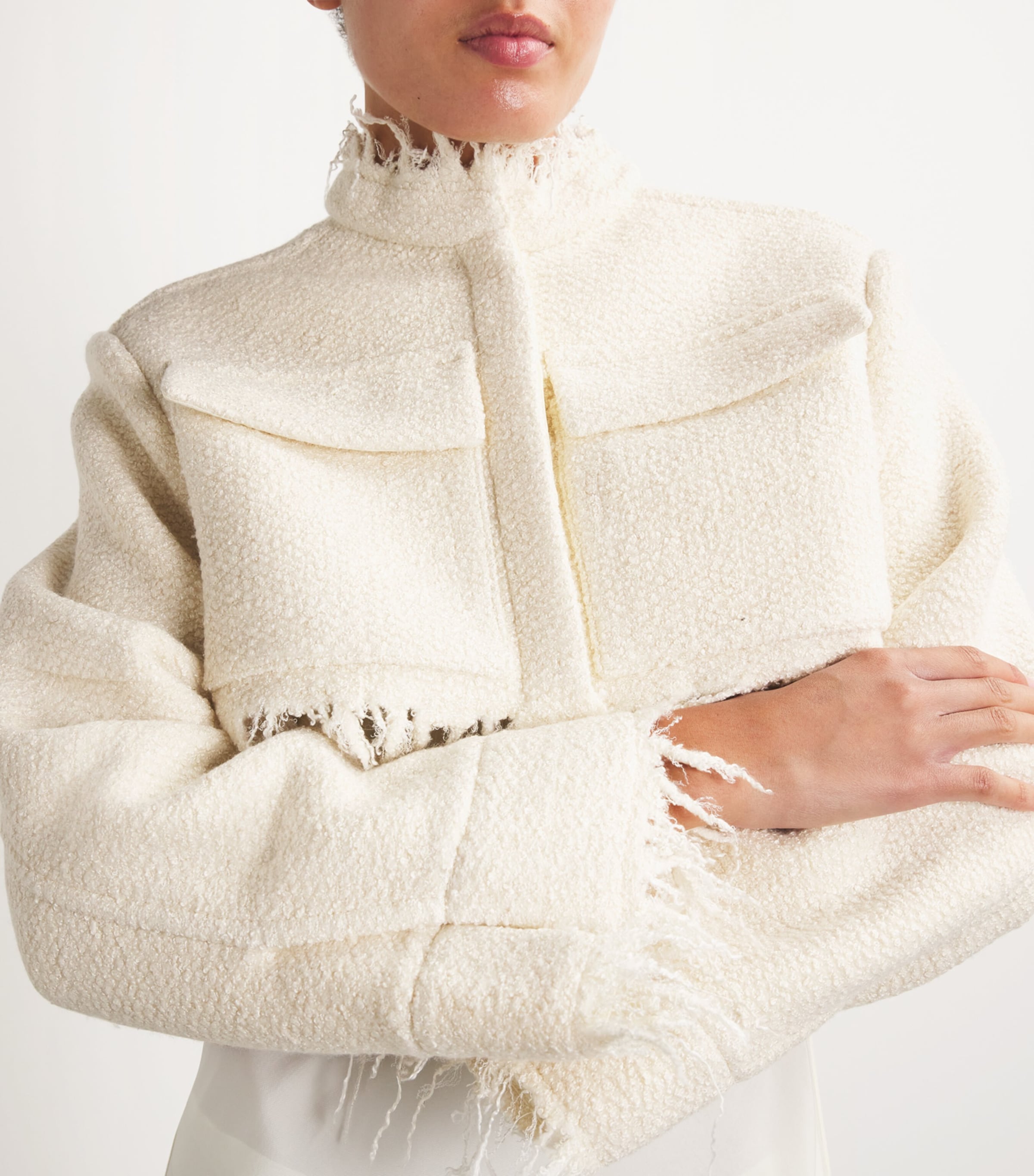 Jil Sander Jil Sander Distressed Bouclé Cropped Jacket