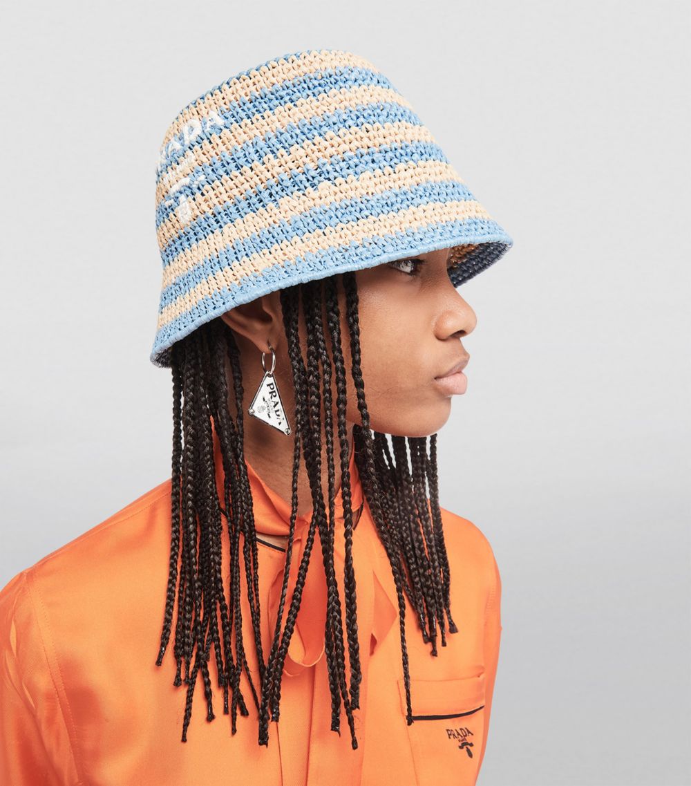 Prada Prada Striped Crochet Bucket Hat