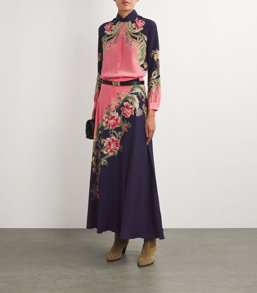 Etro Etro Silk Floral Print Ruffle-Hem Skirt