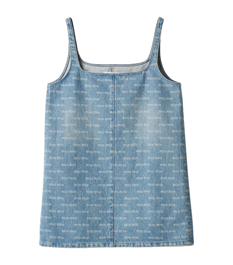 Miu Miu Miu Miu Denim Logo Print Mini Dress