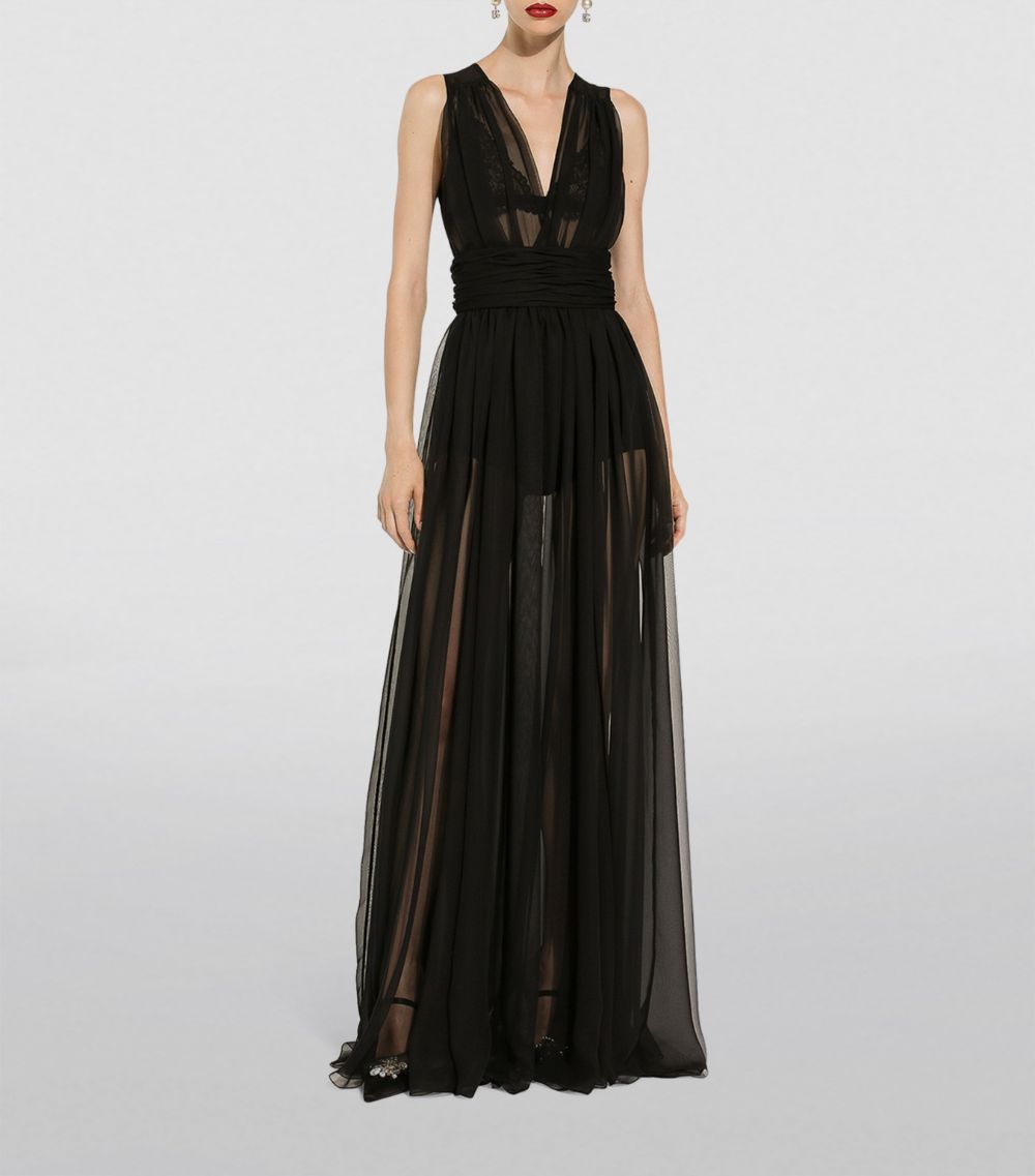 Dolce & Gabbana Dolce & Gabbana Ruched V-Neck Gown