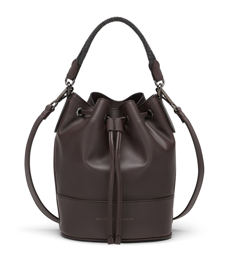 Brunello Cucinelli Brunello Cucinelli Leather Monili-Strap Bucket Bag