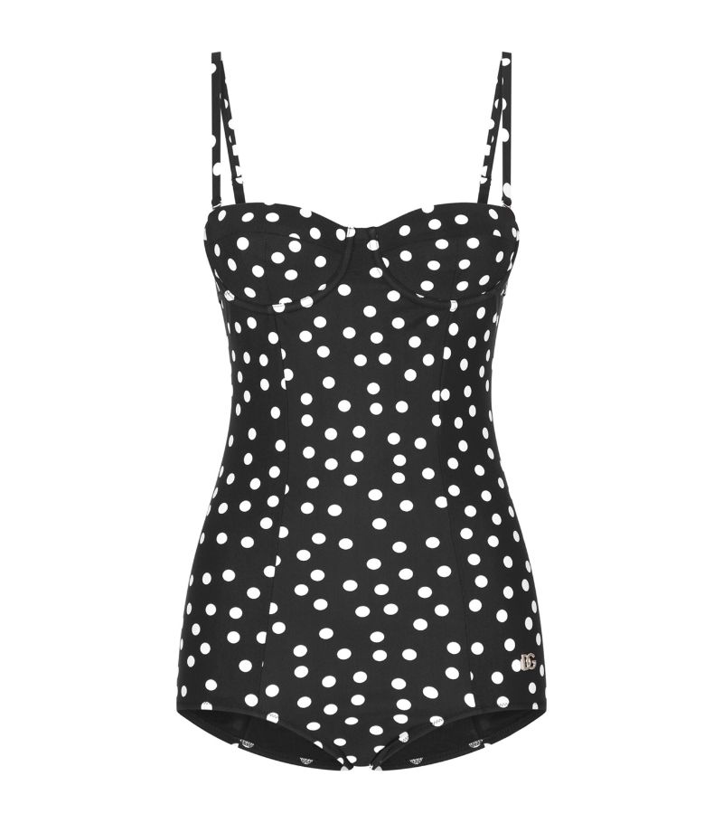 Dolce & Gabbana Dolce & Gabbana Polka-Dot Dg Logo Swimsuit