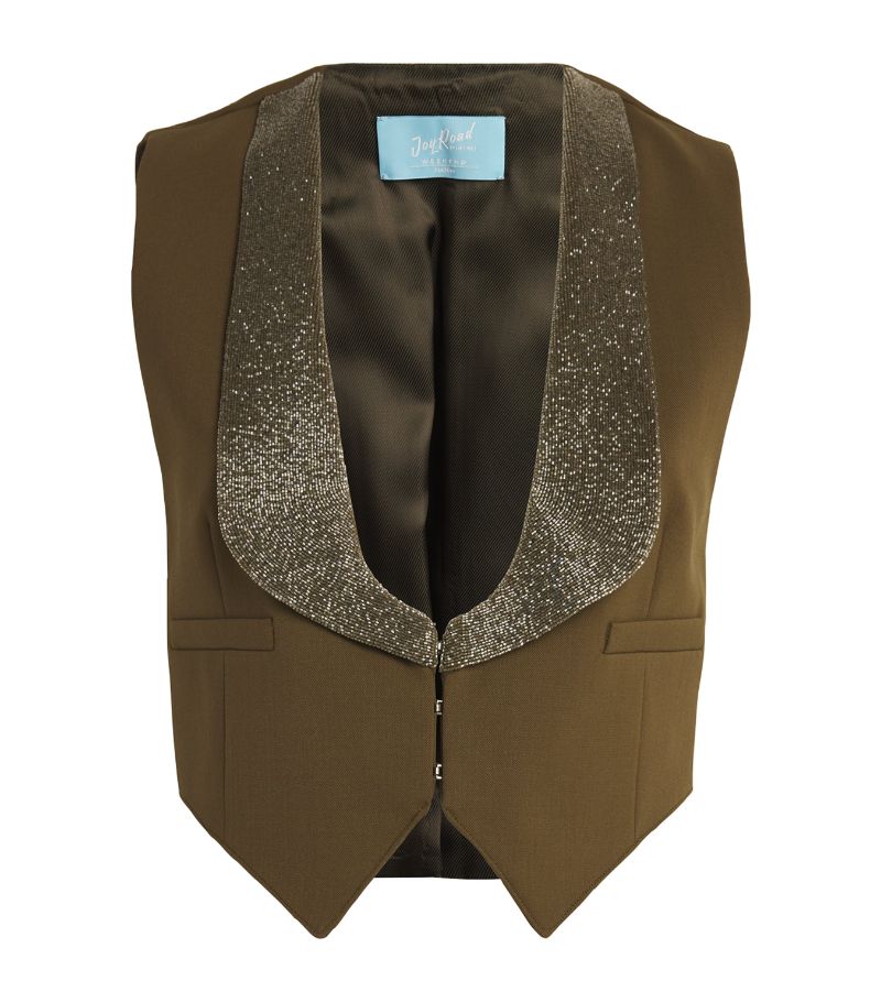 Weekend Max Mara Weekend Max Mara Virgin Wool-Blend Beaded Waistcoat