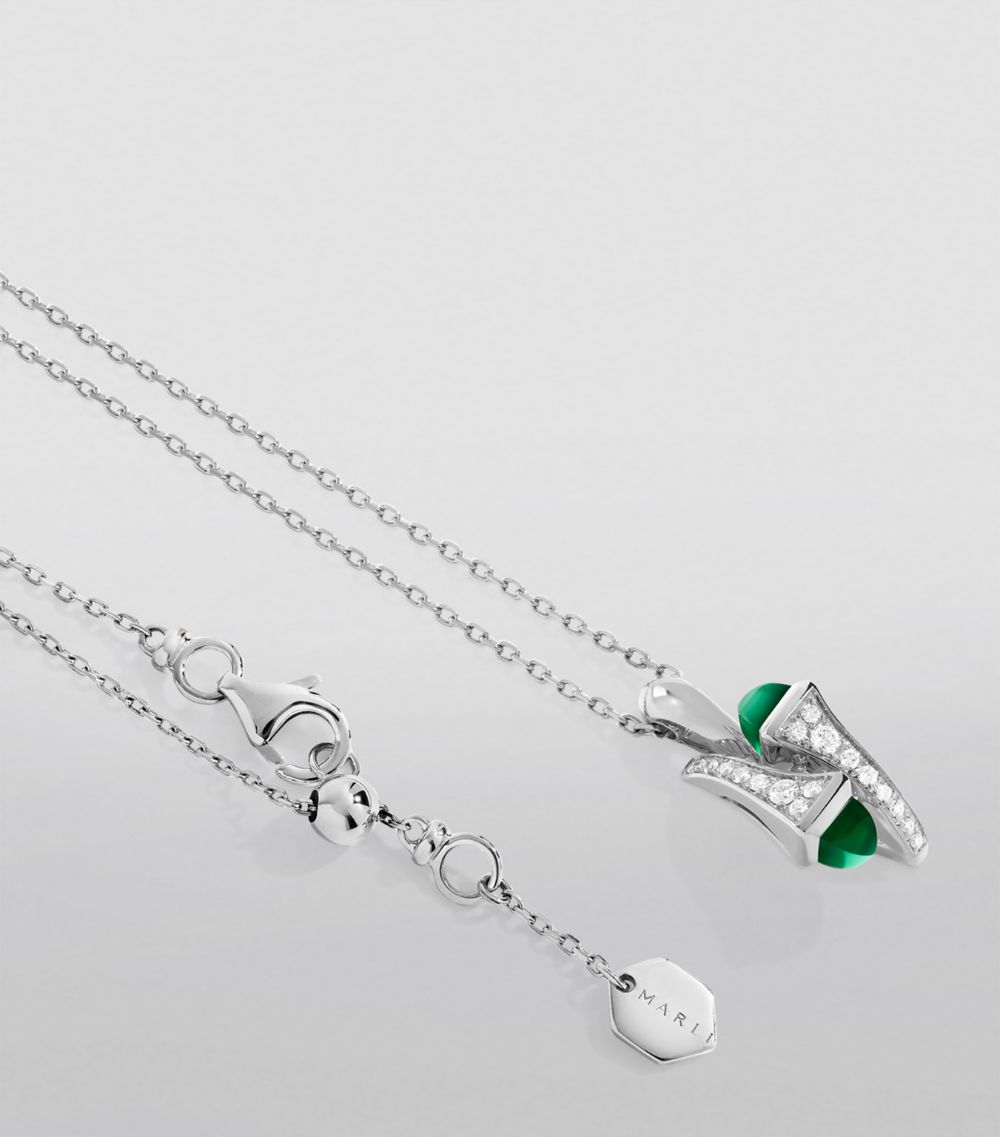  Marli New York White Gold, Diamond And Green Agate Cleo Pendant Necklace