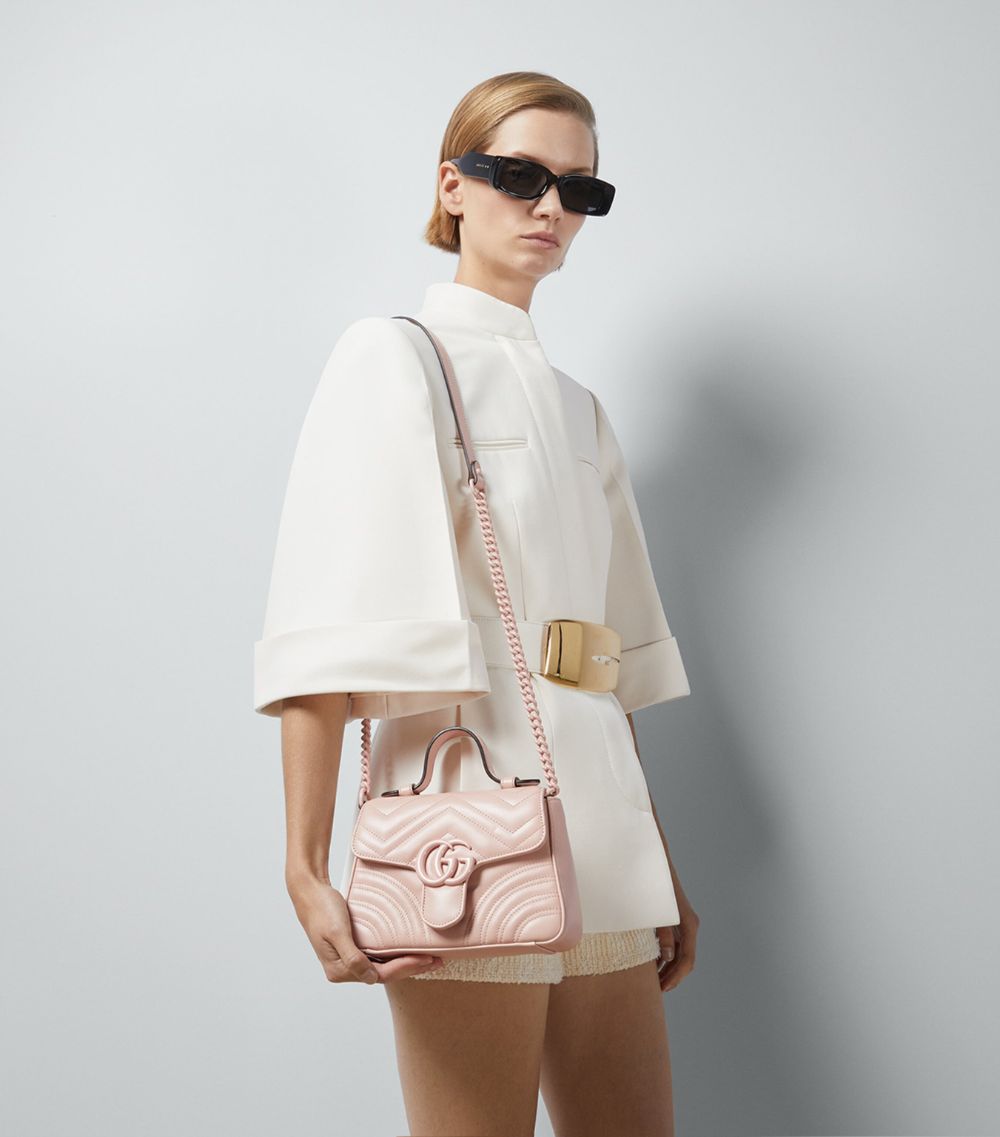 Gucci Gucci Leather Mini Gg Marmont Top-Handle Bag