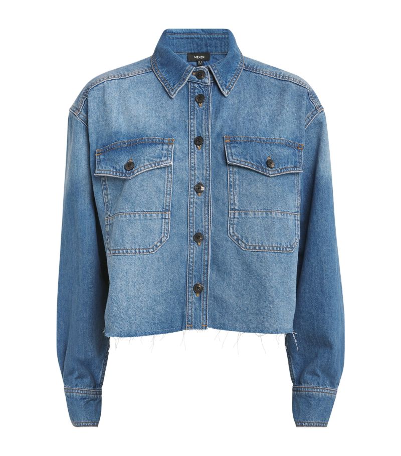 Me+Em Me+Em Frayed-Hem Cropped Denim Jacket