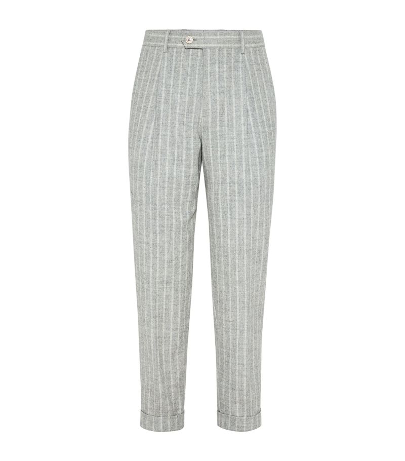 Brunello Cucinelli Brunello Cucinelli Alpaca-Blend Chalk Stripe Trousers