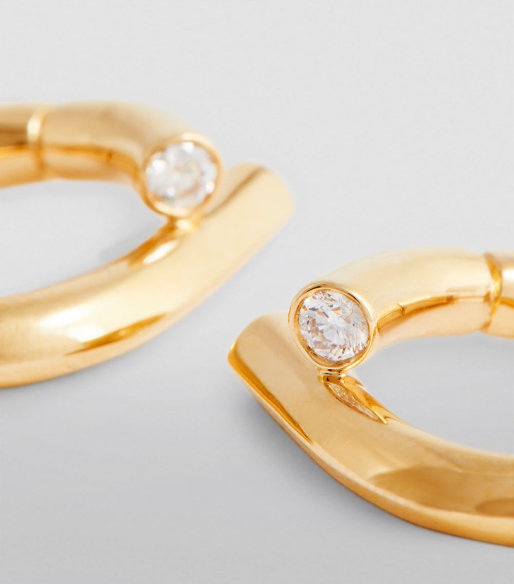  Tabayer Mini Yellow Gold And Diamond Oera Edition 03 Hoop Earrings