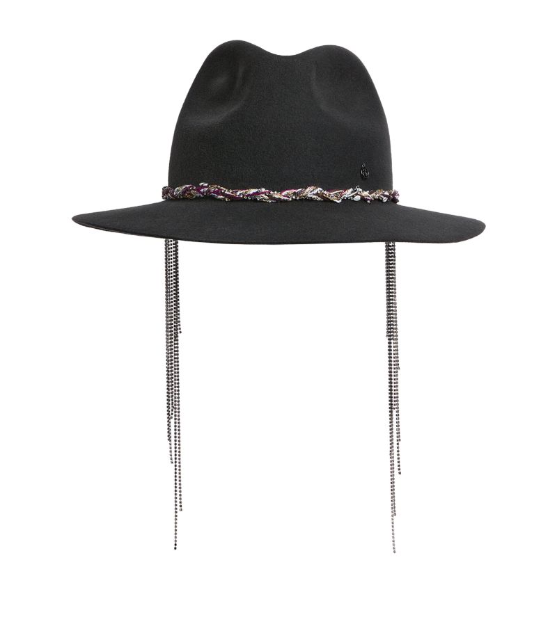Maison Michel Maison Michel Tweed-Trim Felt Hat