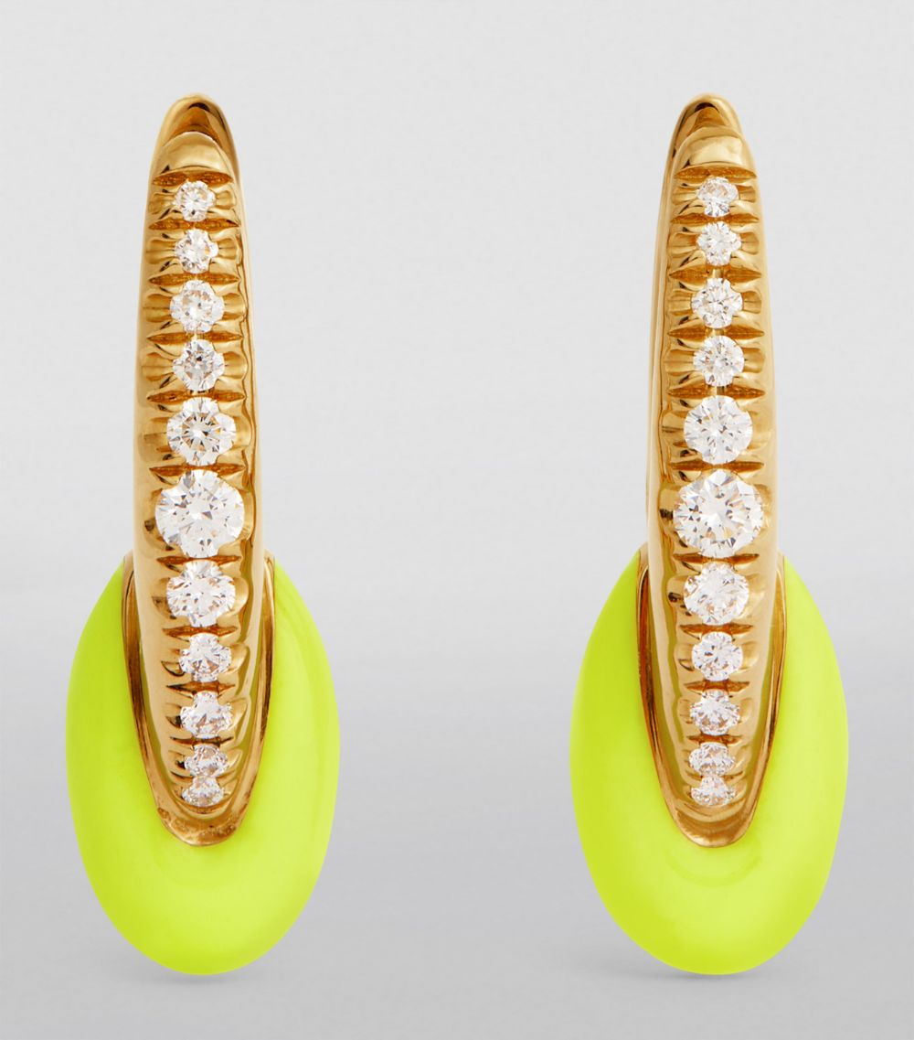 Melissa Kaye Melissa Kaye Yellow Gold And Diamond Ada Huggie Earrings