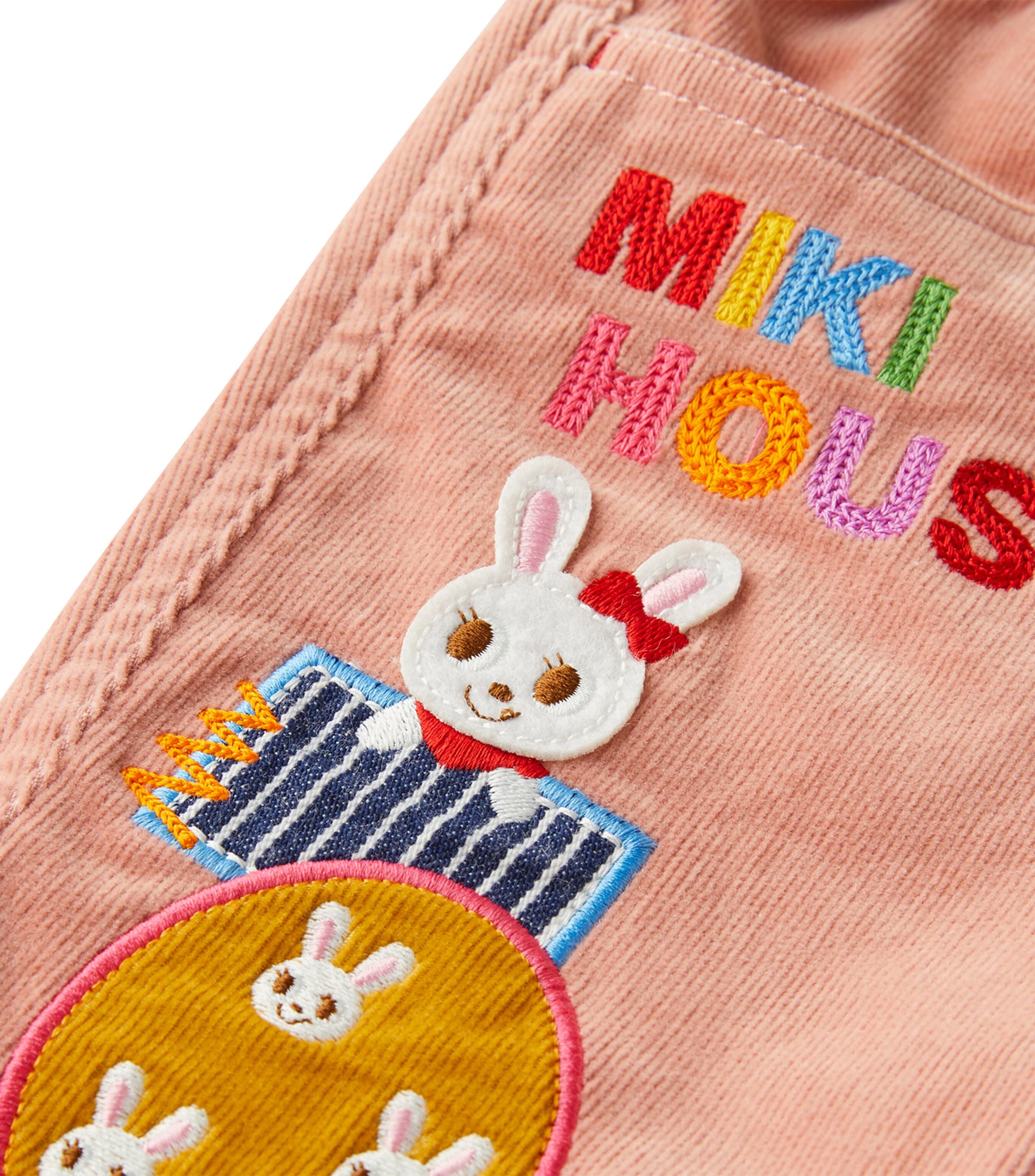 Miki House Miki House Embroidered Patchwork Corduroy Trousers