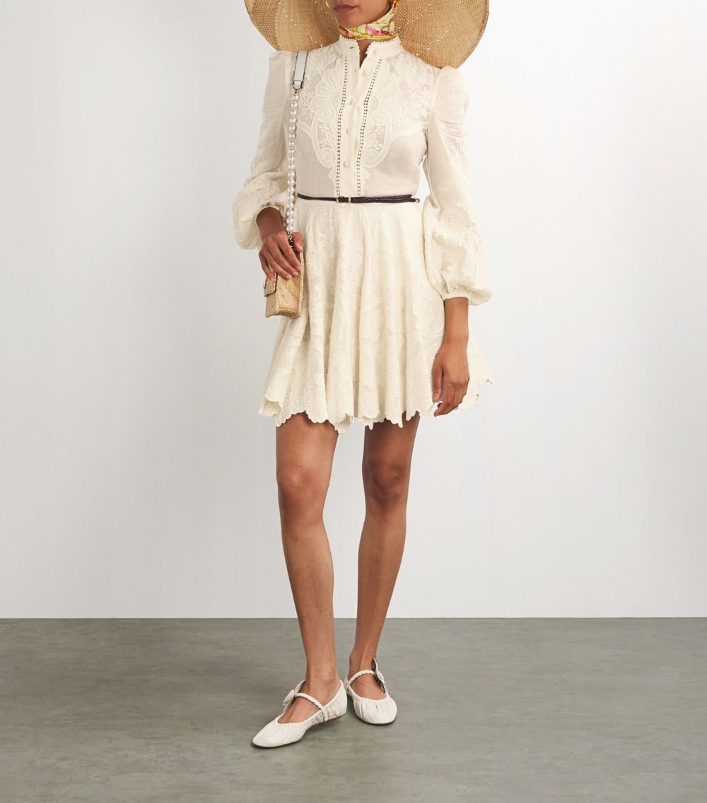 Zimmermann Zimmermann Linen Embroidered Ottie Mini Dress