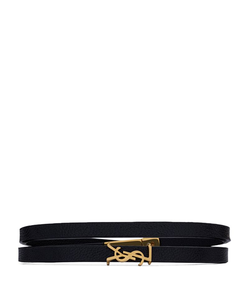 Saint Laurent Saint Laurent Leather Opyum Double Wrap Bracelet