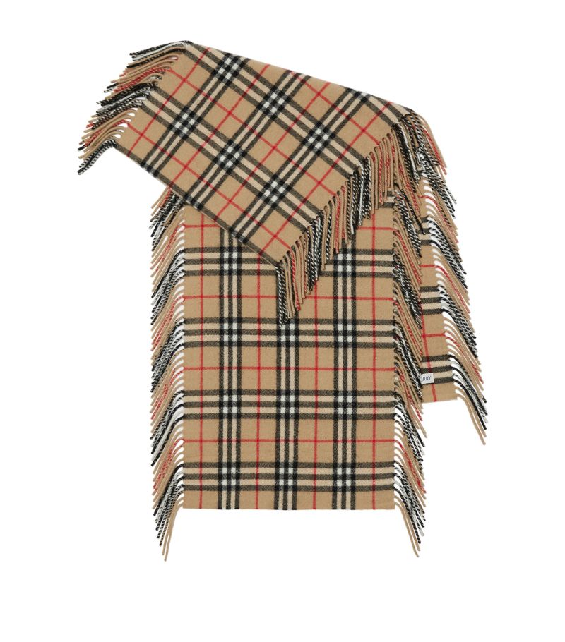 Burberry Burberry Cashmere Fringed Check Scarf