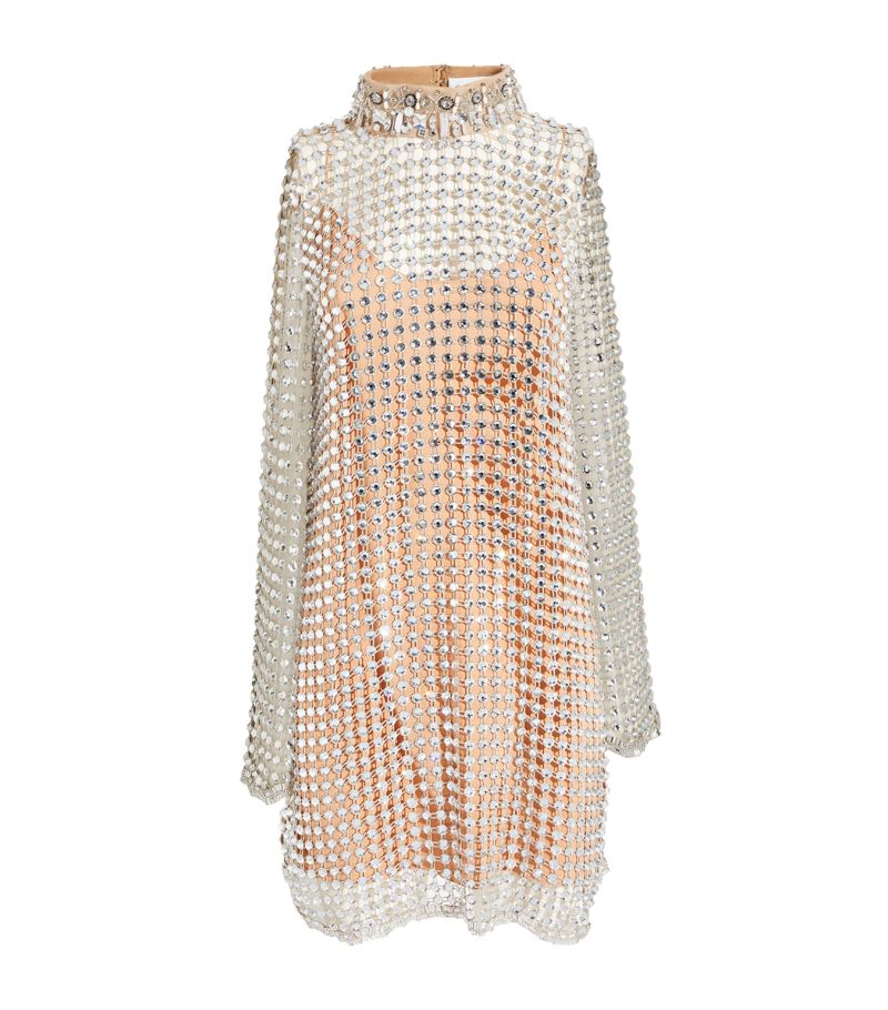  Celia Kritharioti Crystal-Net Mini Dress