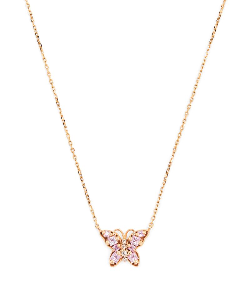 Suzanne Kalan Suzanne Kalan Small Rose Gold, Diamond and Sapphire Butterfly Necklace