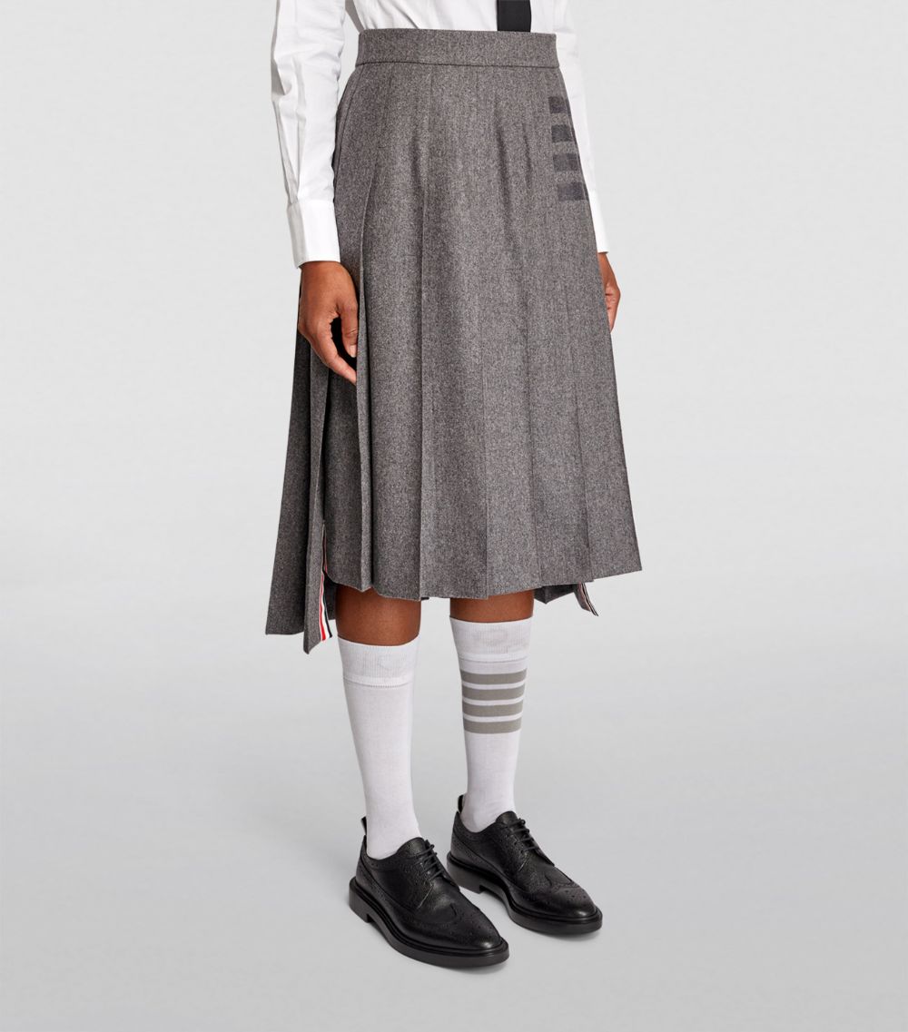 Thom Browne Thom Browne 4-Bar Pleated Midi Skirt