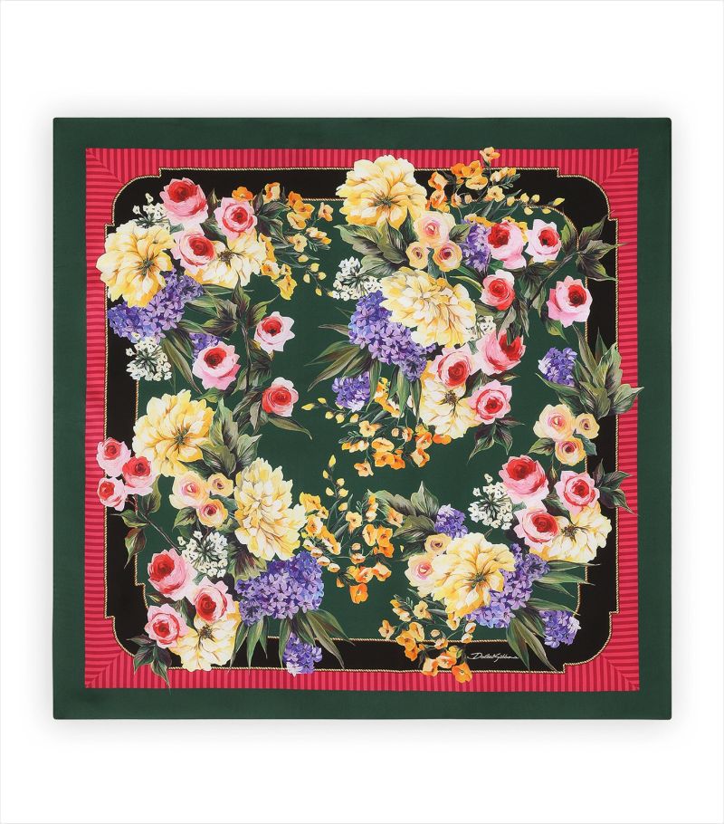 Dolce & Gabbana Dolce & Gabbana Silk Foulard Floral Print Scarf