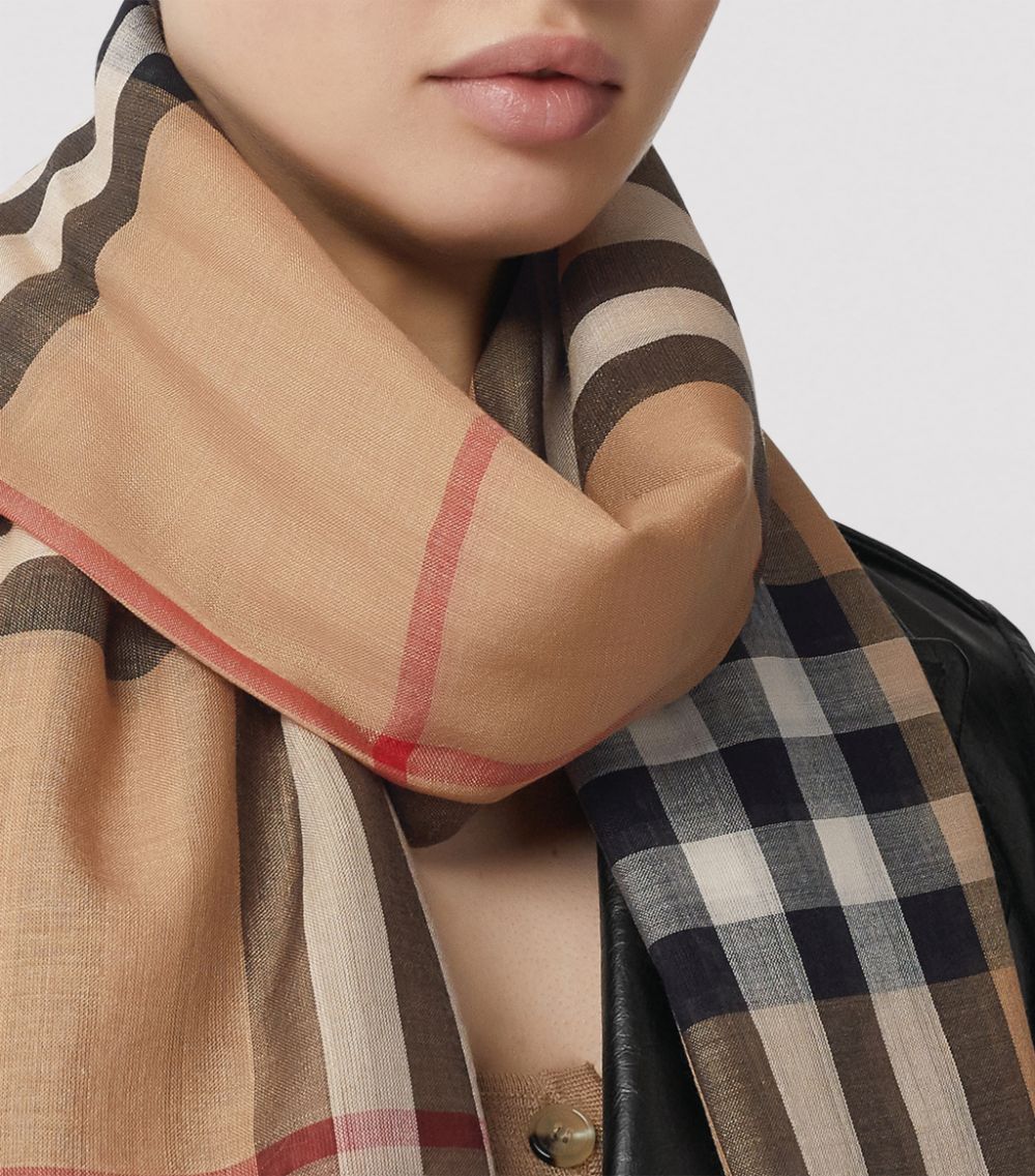 Burberry Burberry Lightweight Check Wool And Silk Scarf