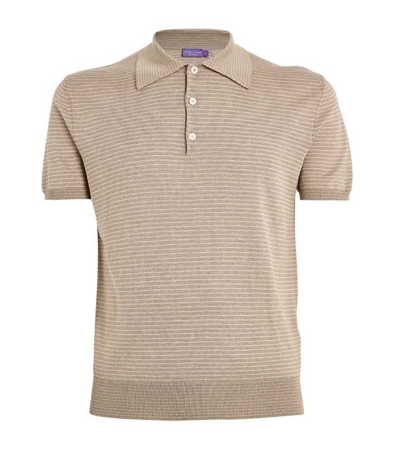 Ralph Lauren Purple Label Ralph Lauren Purple Label Silk-Cotton Striped Polo Shirt