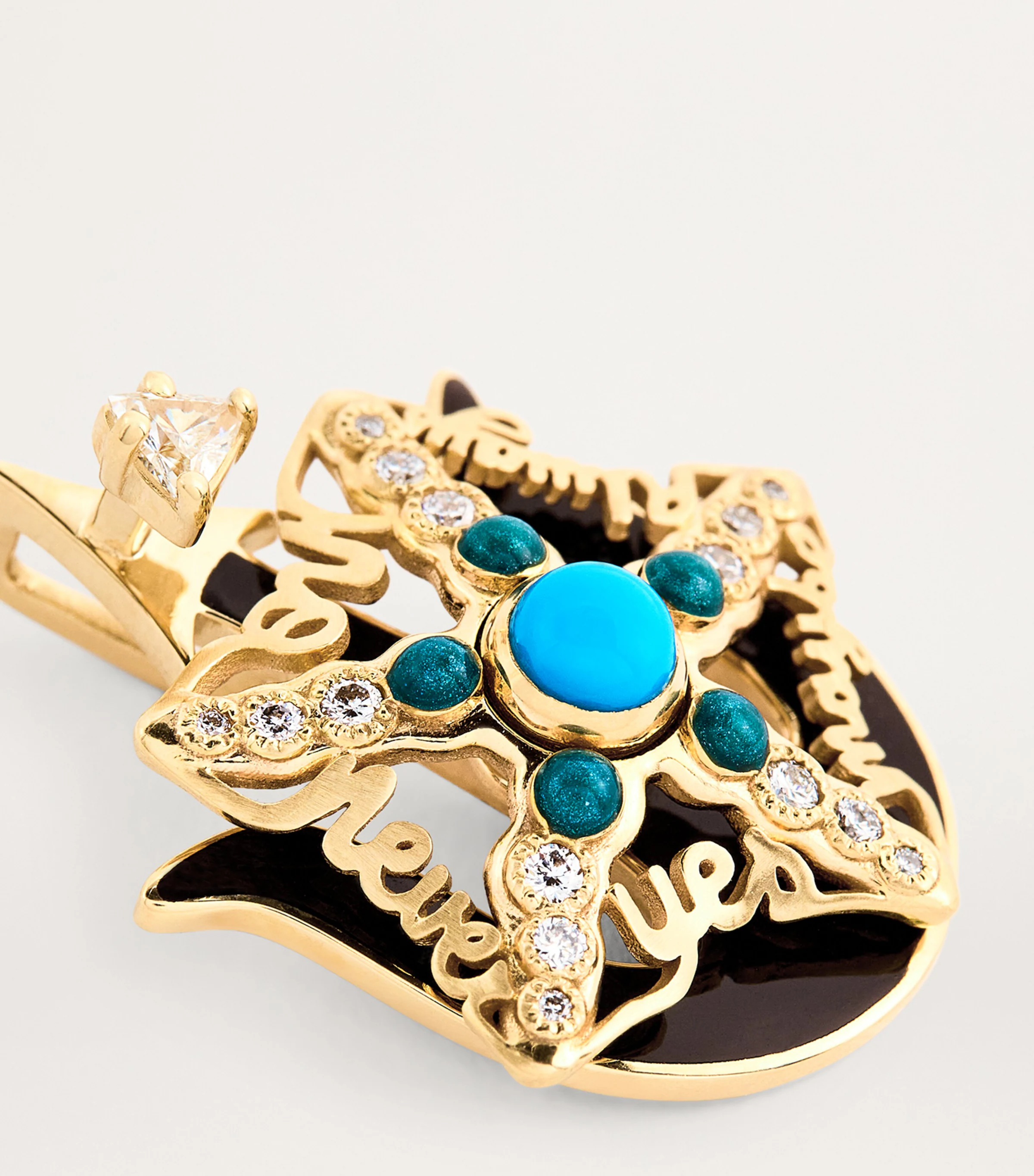  Katarina Tarazi Yellow Gold, White Diamond and Turquoise Mythos Starfish Necklace Charm