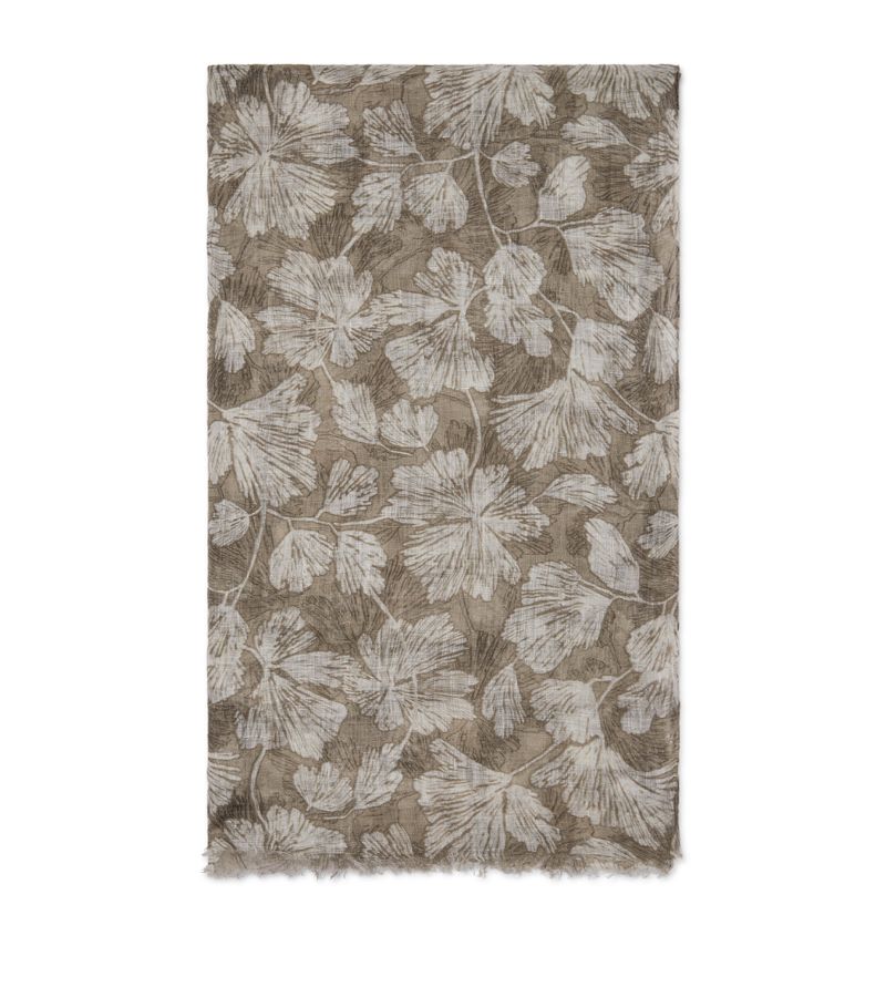 Brunello Cucinelli Brunello Cucinelli Silk Ginkgo Leaf Scarf