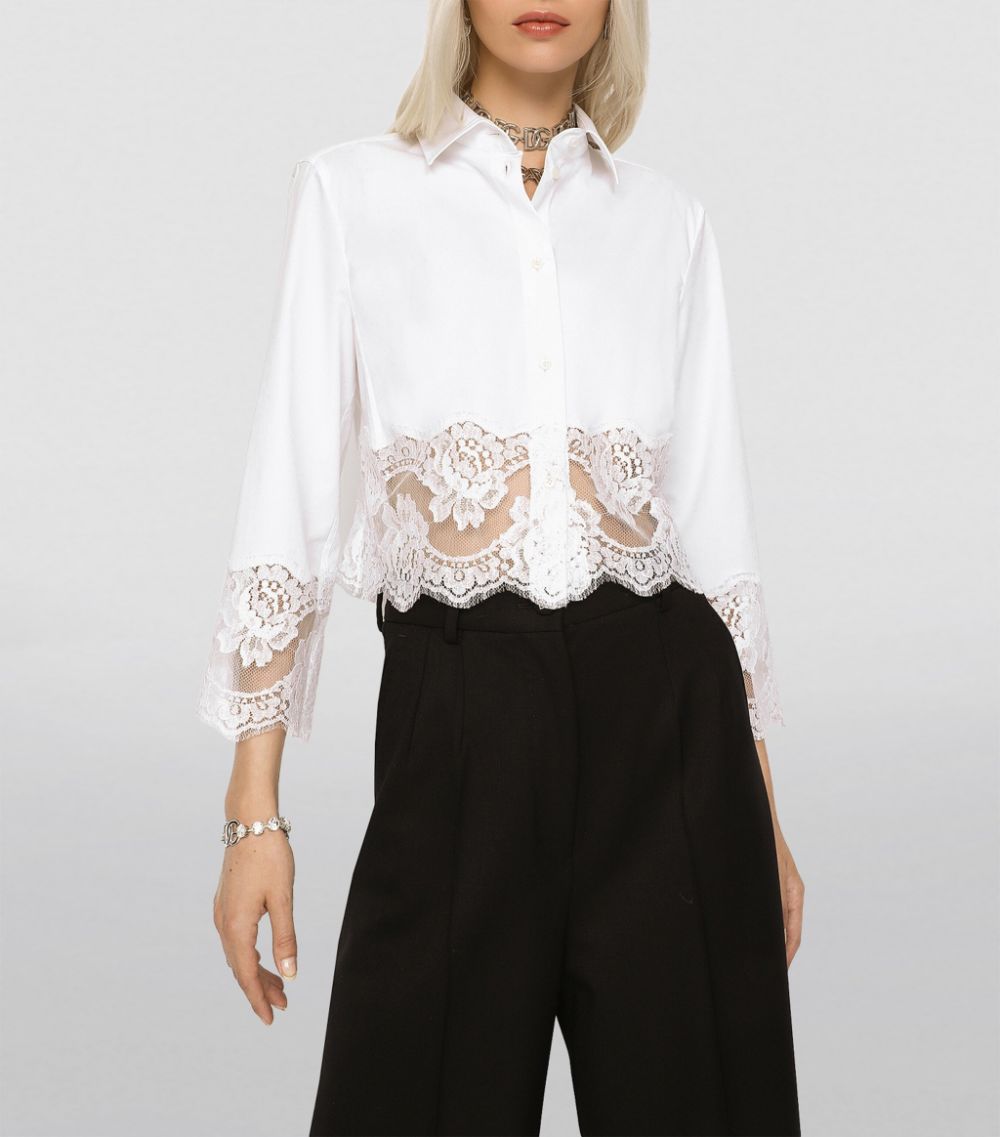 Dolce & Gabbana Dolce & Gabbana Cropped Lace-Trim Shirt