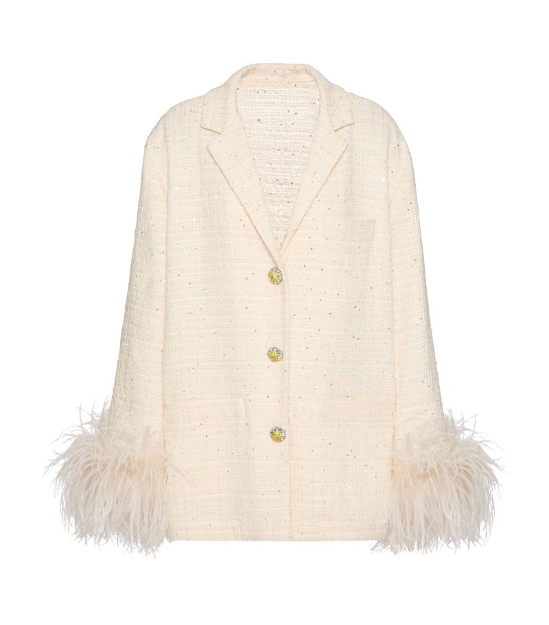 VALENTINO GARAVANI Valentino Garavani Tweed Feather-Trim Jacket