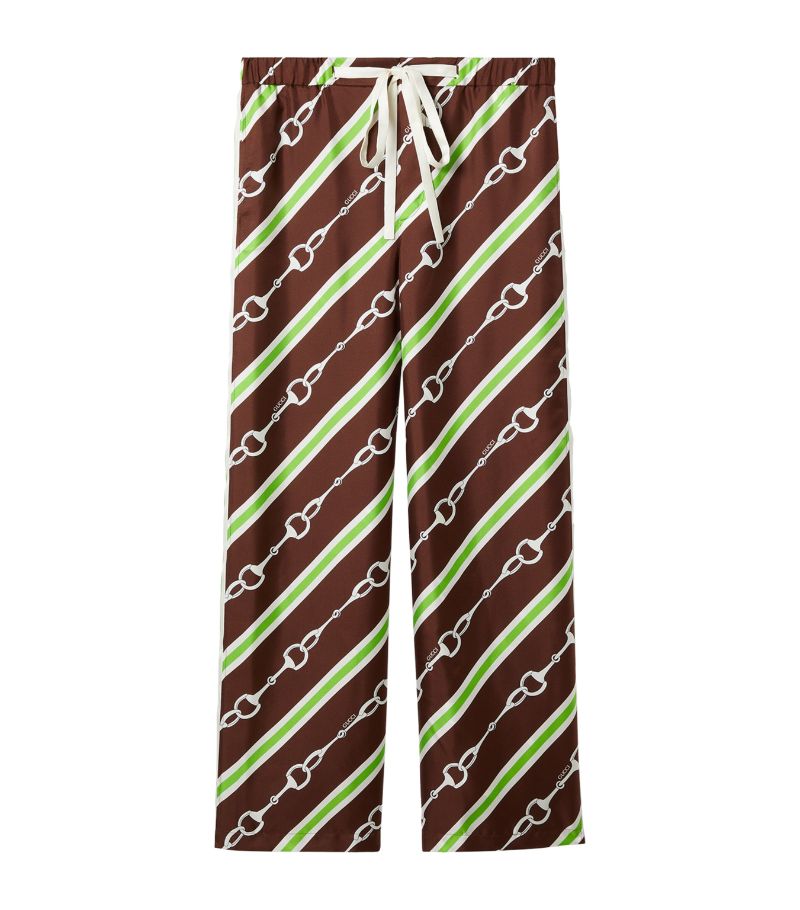 Gucci Gucci Silk Horsebit Print Trousers