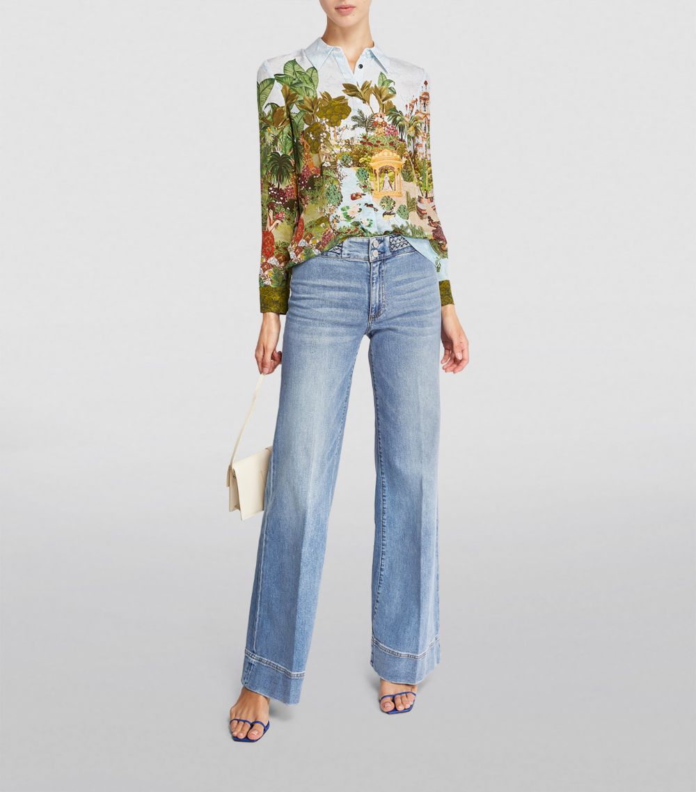 Alice + Olivia alice + olivia Braided-Belt Wide-Leg Jeans