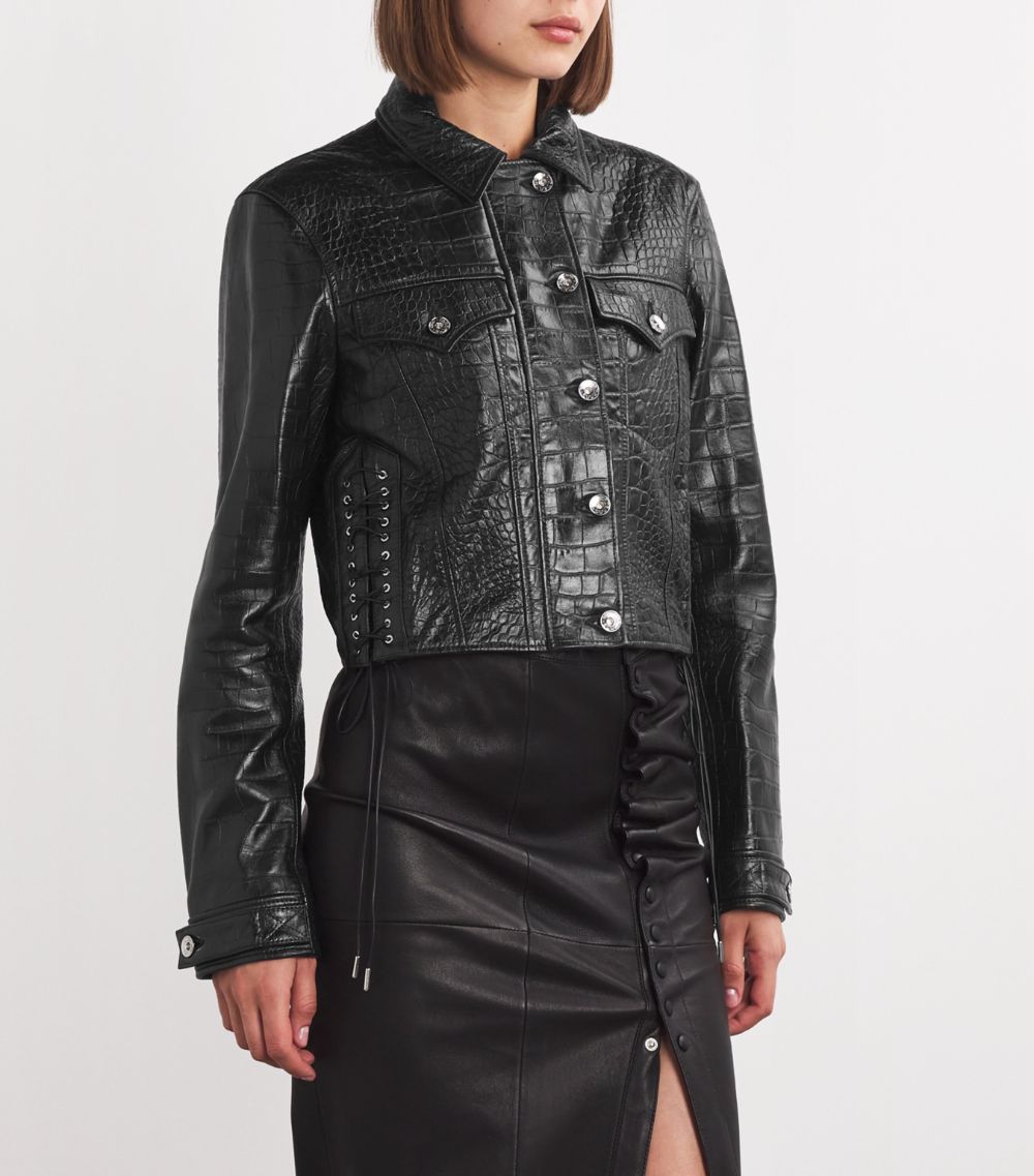 Rabanne Rabanne Leather Croc-Embossed Jacket