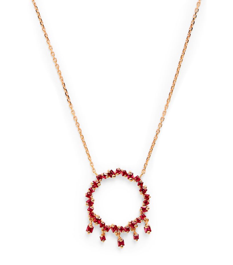 Suzanne Kalan Suzanne Kalan White Gold And Ruby Princess Drops Necklace