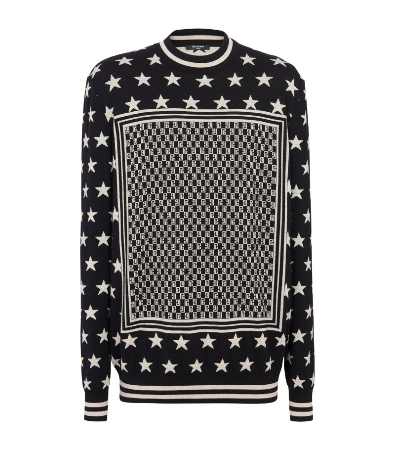 Balmain Balmain Mini Monogram Stars Sweater