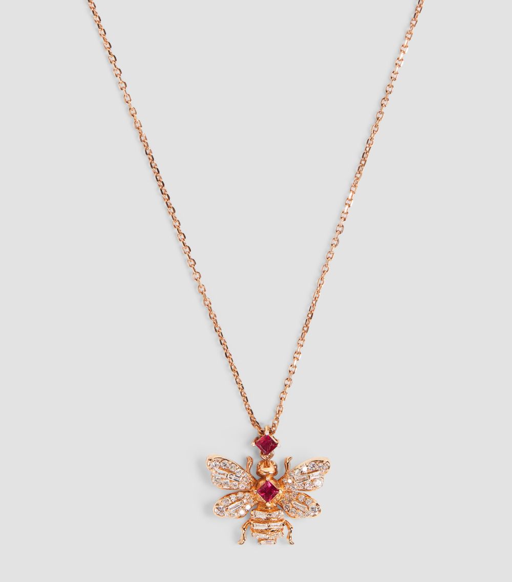 Bee Goddess Bee Goddess Rose Gold And Diamond Queen Bee Necklace