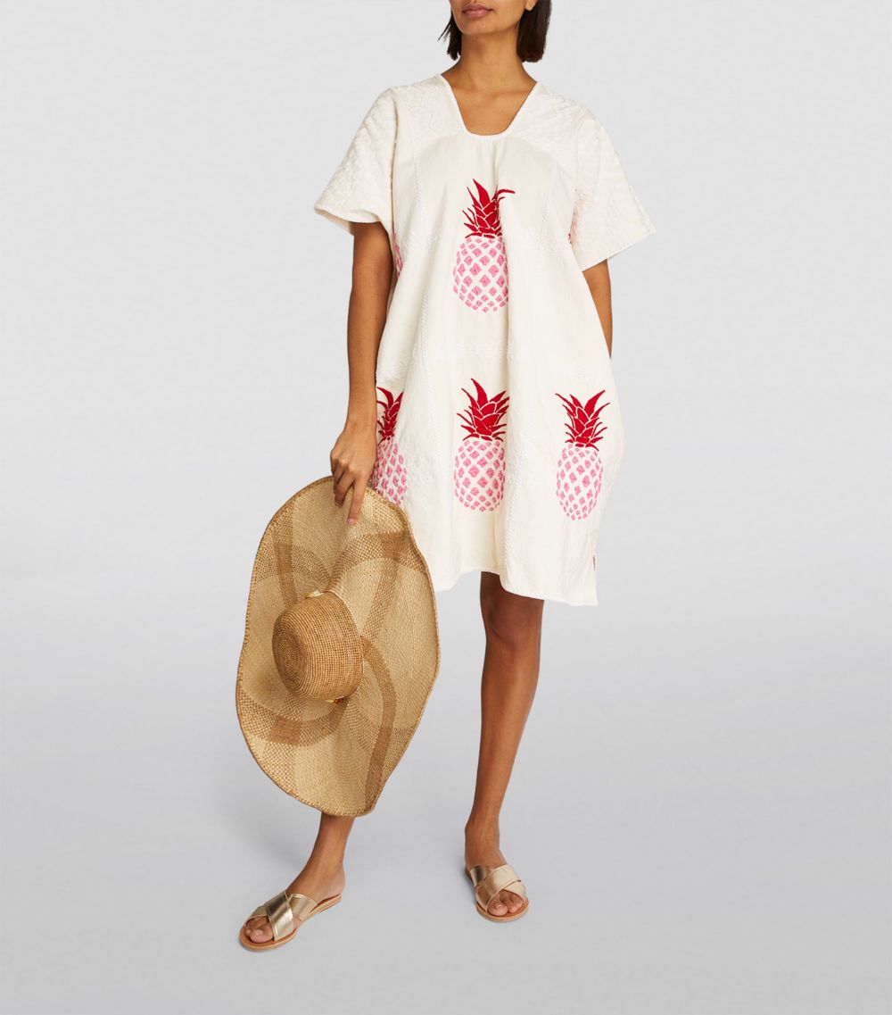  Pippa Holt Embroidered Pineapple Mini Kaftan