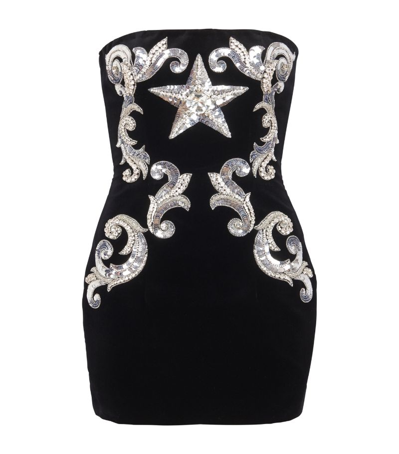 Balmain Balmain Velvet Embroidered Mini Dress