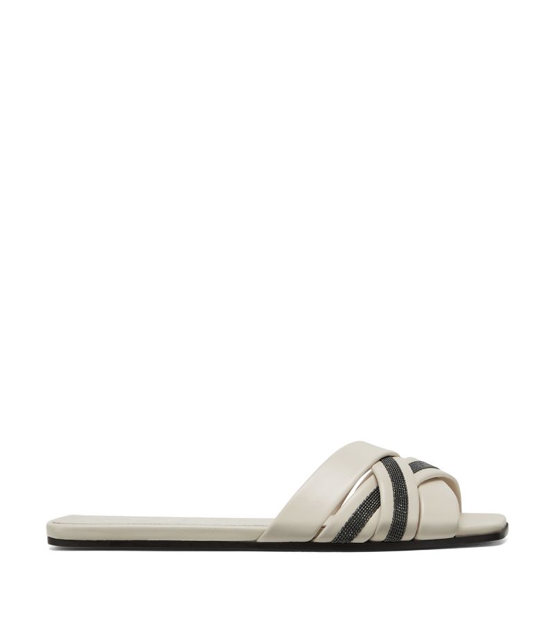 Brunello Cucinelli Brunello Cucinelli Leather Monili-Trim Sandals