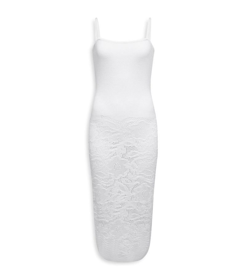 Alaïa Alaïa Lace-Detail Bodycon Midi Dress