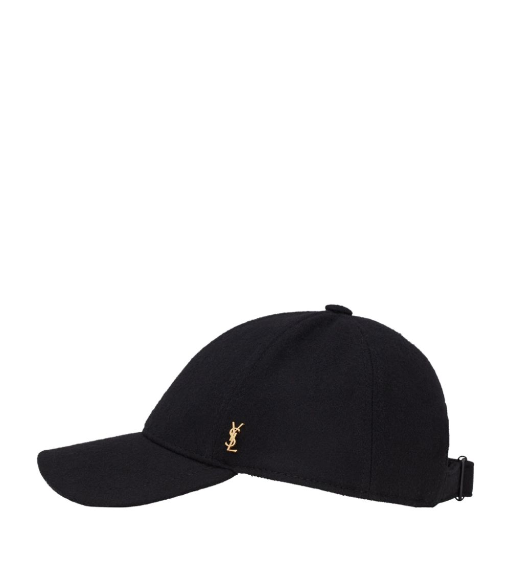 Saint Laurent Saint Laurent Wool-Blend Logo Cap