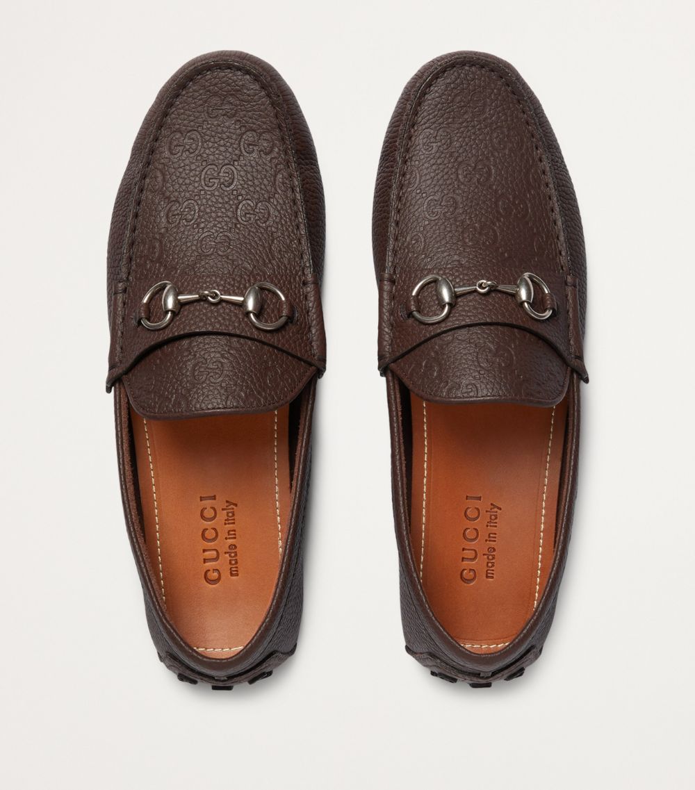 Gucci Gucci Embossed Leather Driving Shoes